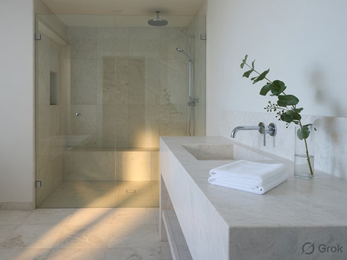 A serviced apartment bathroom ready for guests